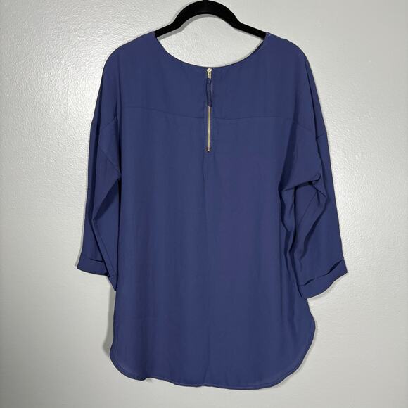 W5 Women's Blue Minimalist Raglan Sleeve Blouse - Size Medium - Corpcore Top - Picture 7 of 7